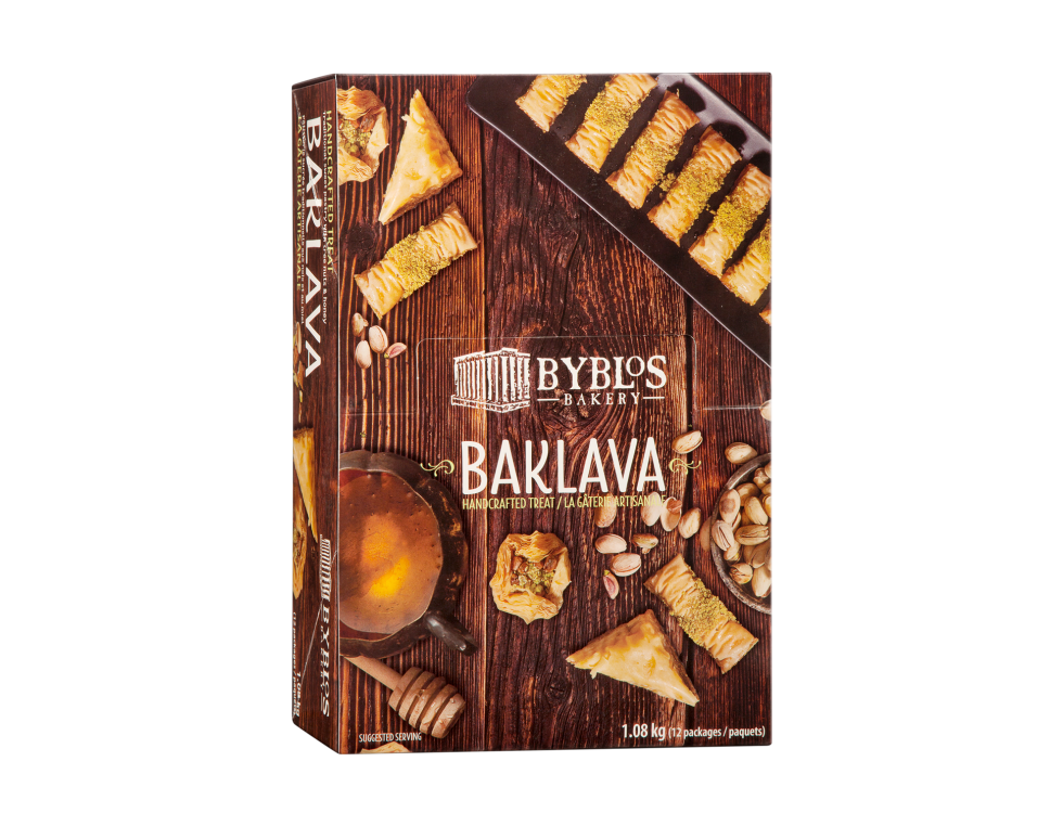 Calgary Product Photography. A box of Byblos Bakery Baklava